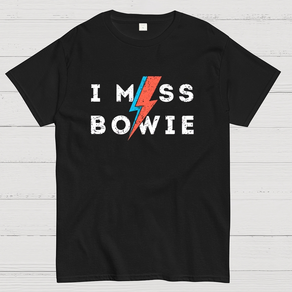 "I Miss Bowie" Retro Rock Icon Graphic Cotton T-shirt