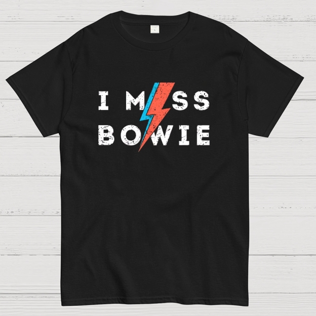 "I Miss Bowie" Retro Rock Icon Graphic Cotton T-shirt