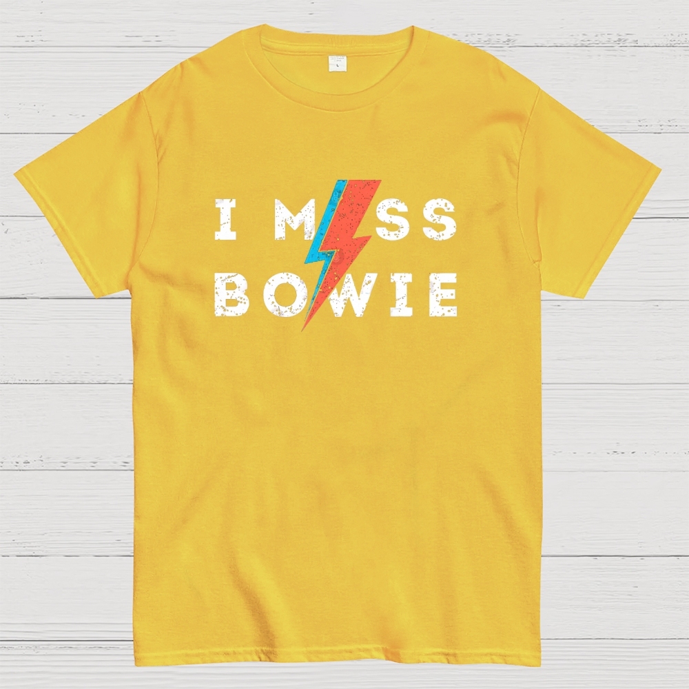 "I Miss Bowie" Retro Rock Icon Graphic Cotton T-shirt