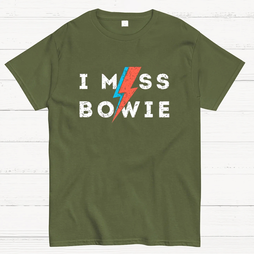 "I Miss Bowie" Retro Rock Icon Graphic Cotton T-shirt