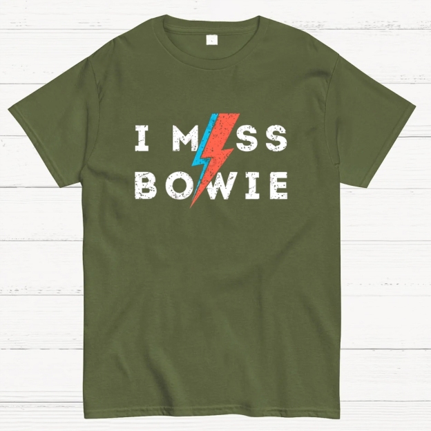 "I Miss Bowie" Retro Rock Icon Graphic Cotton T-shirt
