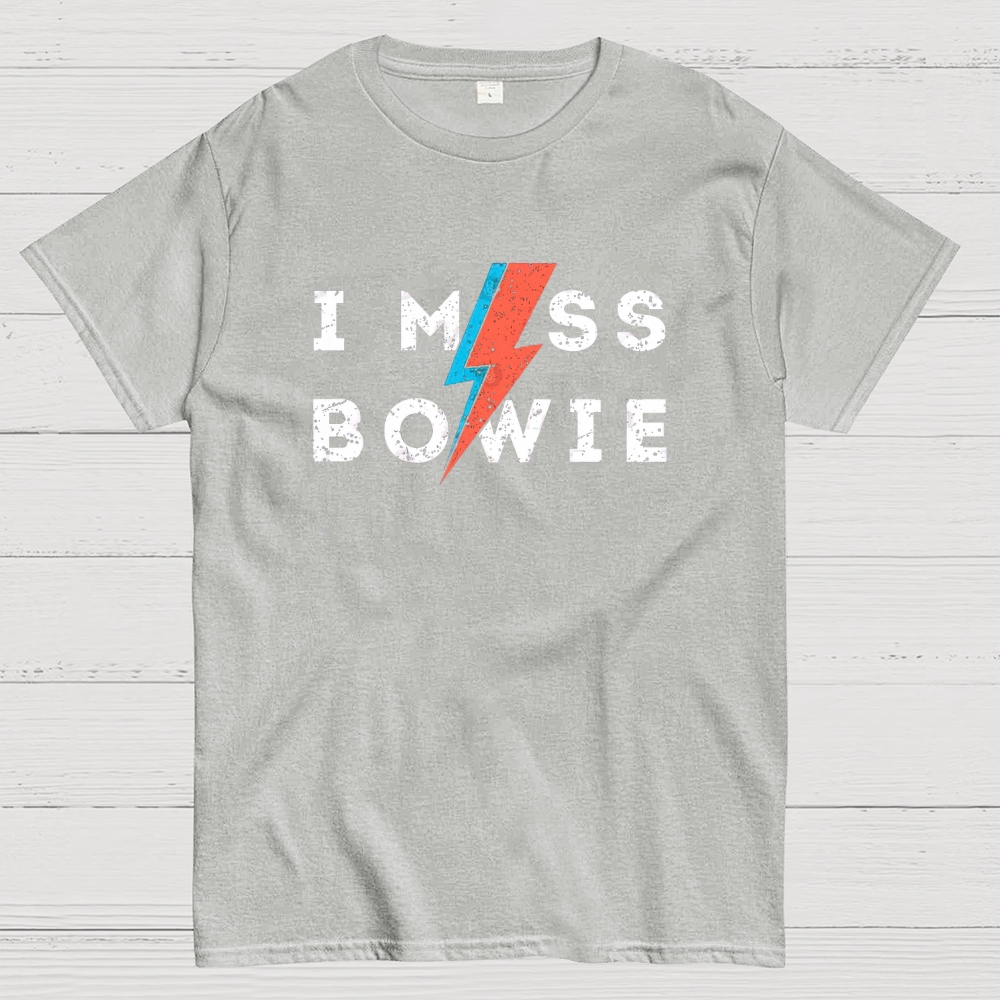 "I Miss Bowie" Retro Rock Icon Graphic Cotton T-shirt