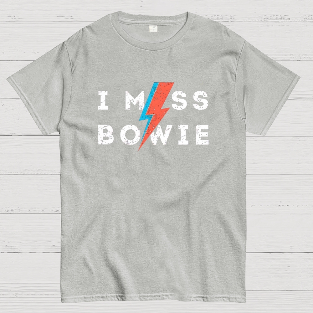 "I Miss Bowie" Retro Rock Icon Graphic Cotton T-shirt