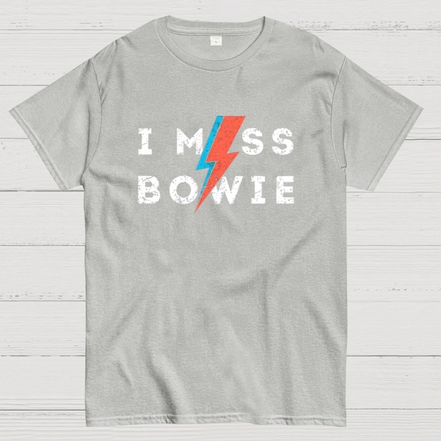 "I Miss Bowie" Retro Rock Icon Graphic Cotton T-shirt