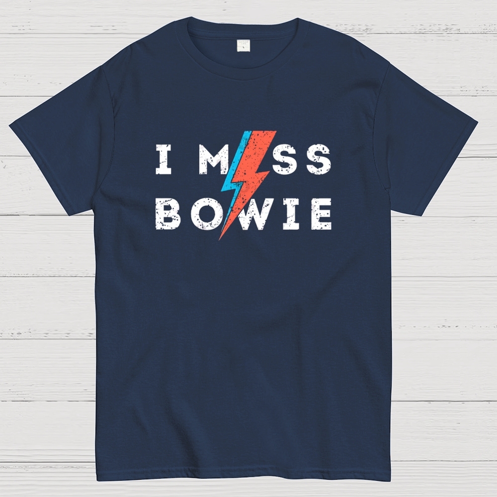 "I Miss Bowie" Retro Rock Icon Graphic Cotton T-shirt
