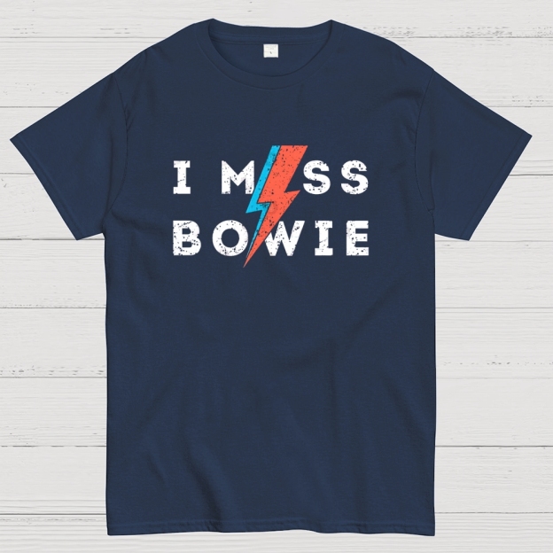 "I Miss Bowie" Retro Rock Icon Graphic Cotton T-shirt