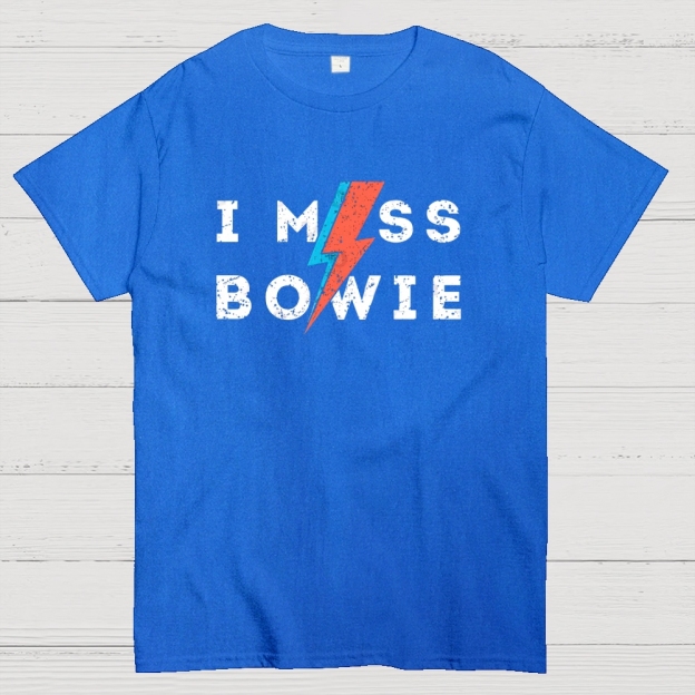 "I Miss Bowie" Retro Rock Icon Graphic Cotton T-shirt