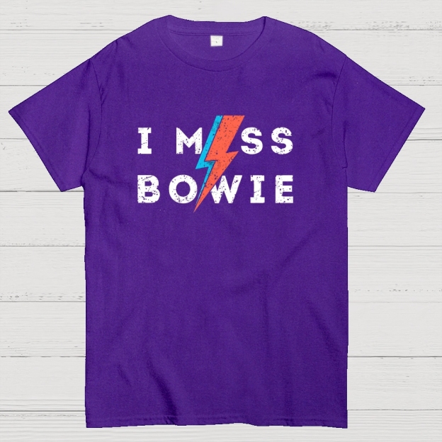 "I Miss Bowie" Retro Rock Icon Graphic Cotton T-shirt