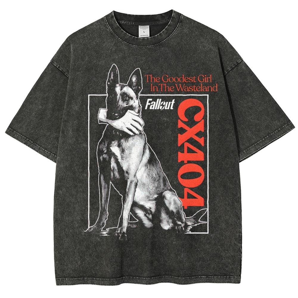 Wasteland's Goodest Girl Post-Apocalyptic Pet Graphic Washed T-Shirt