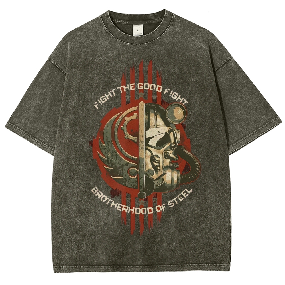 Brotherhood of Steel Wasteland Militia Graphic Washed T-Shirt