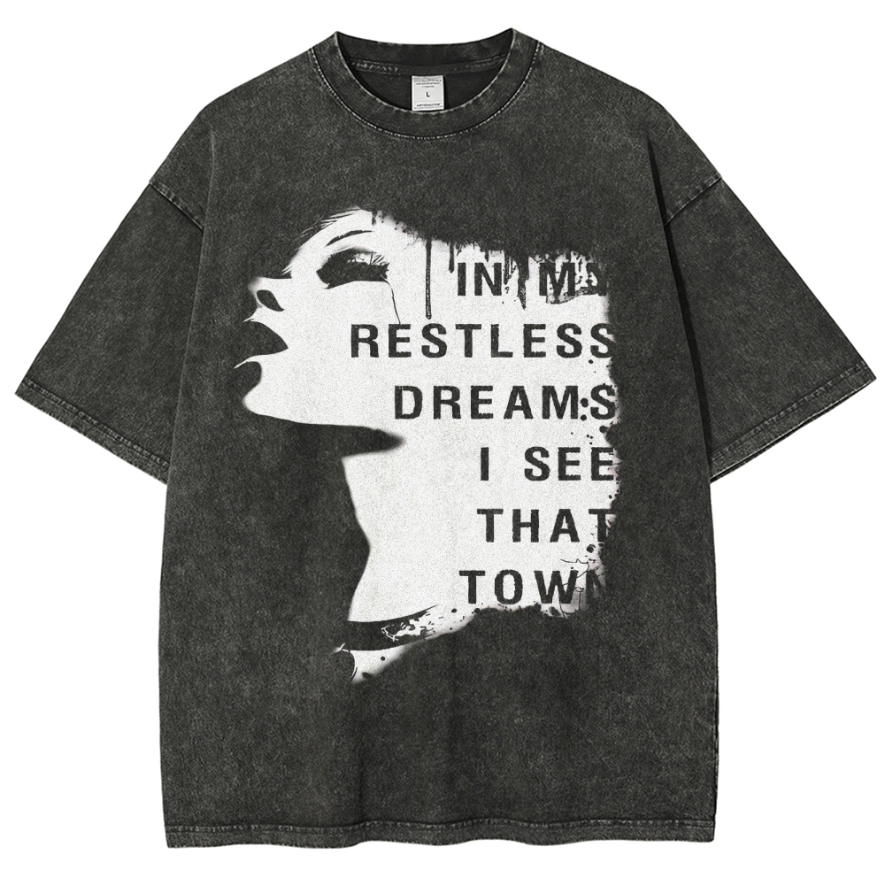 "Restless Dreams" Eerie Town Graphic Washed T-Shirt