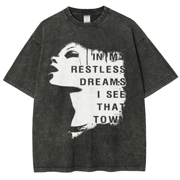 "Restless Dreams" Eerie Town Graphic Washed T-Shirt
