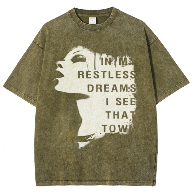 "Restless Dreams" Eerie Town Graphic Washed T-Shirt
