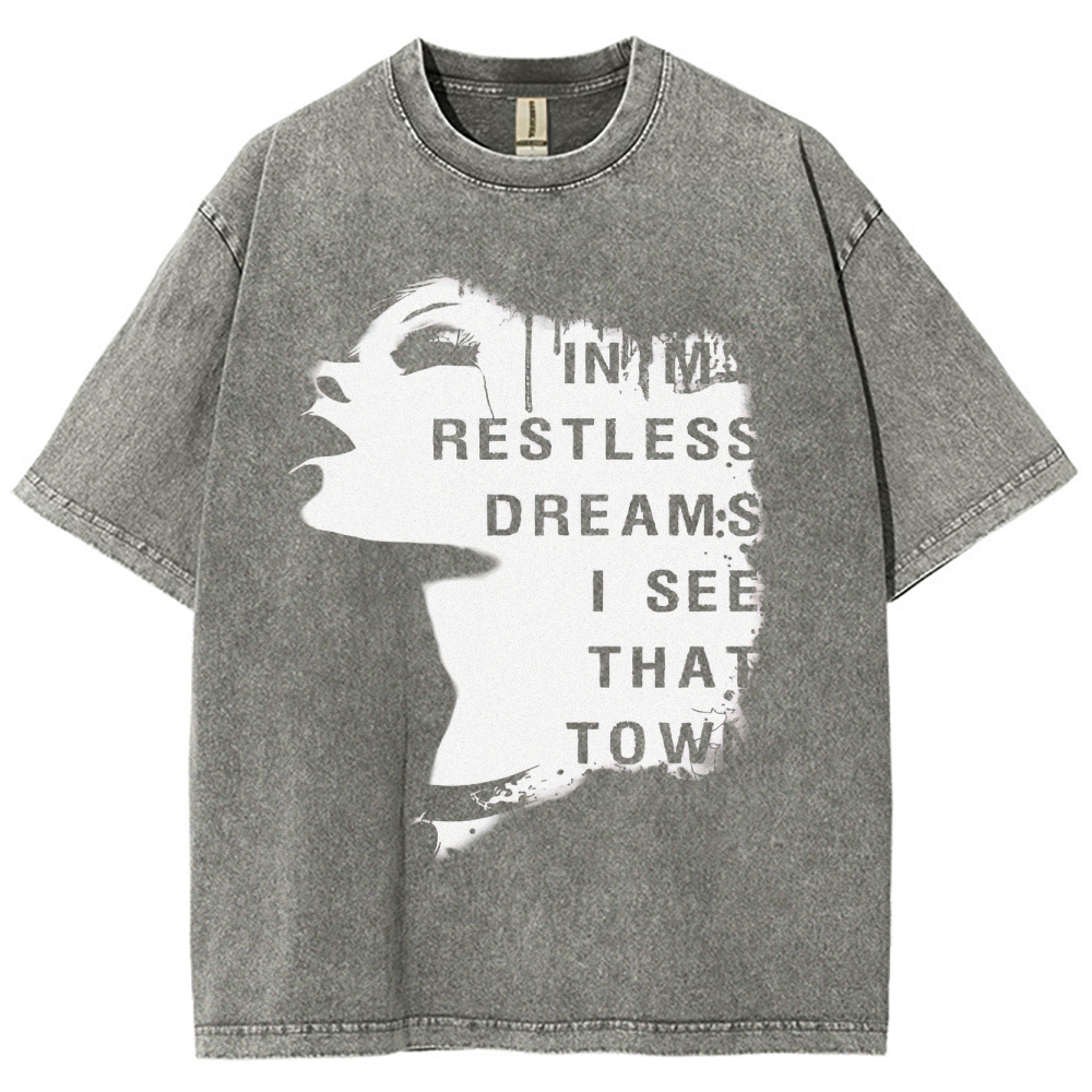 "Restless Dreams" Eerie Town Graphic Washed T-Shirt