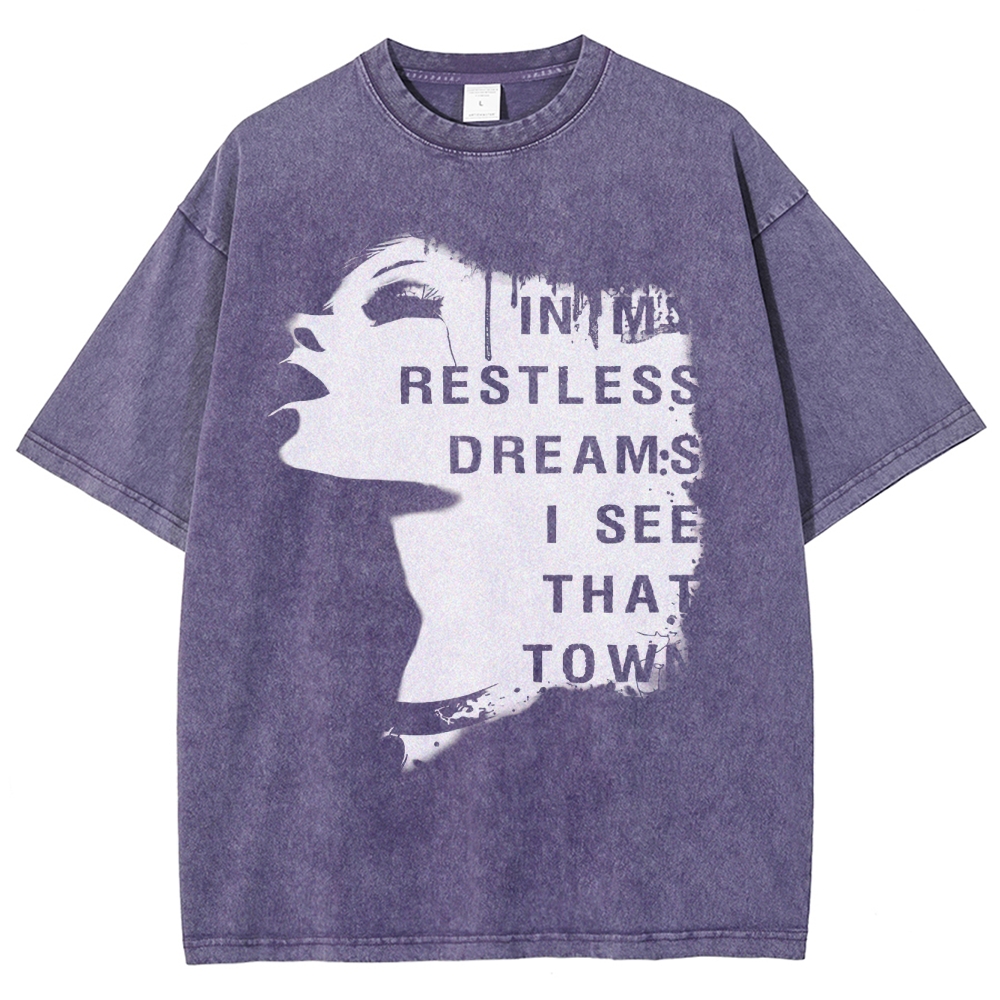 "Restless Dreams" Eerie Town Graphic Washed T-Shirt