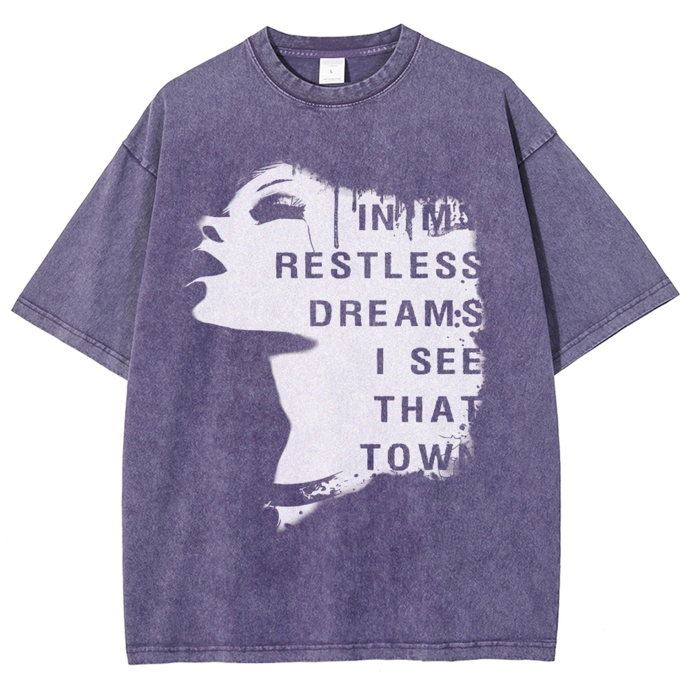 "Restless Dreams" Eerie Town Graphic Washed T-Shirt