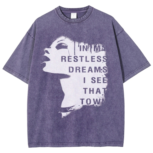 "Restless Dreams" Eerie Town Graphic Washed T-Shirt