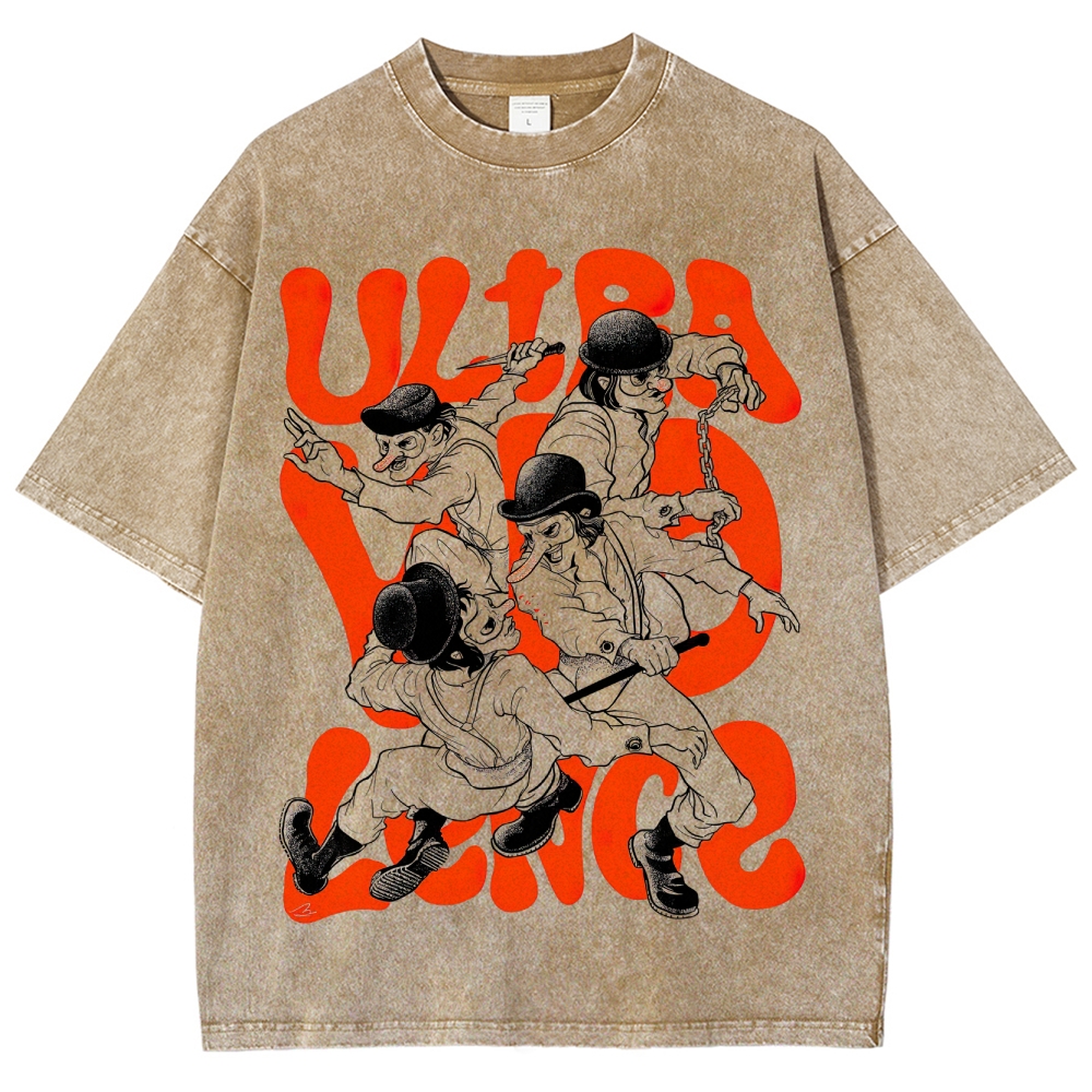 Retro Cult Action "Ultra Violence" Graphic Washed T-Shirt