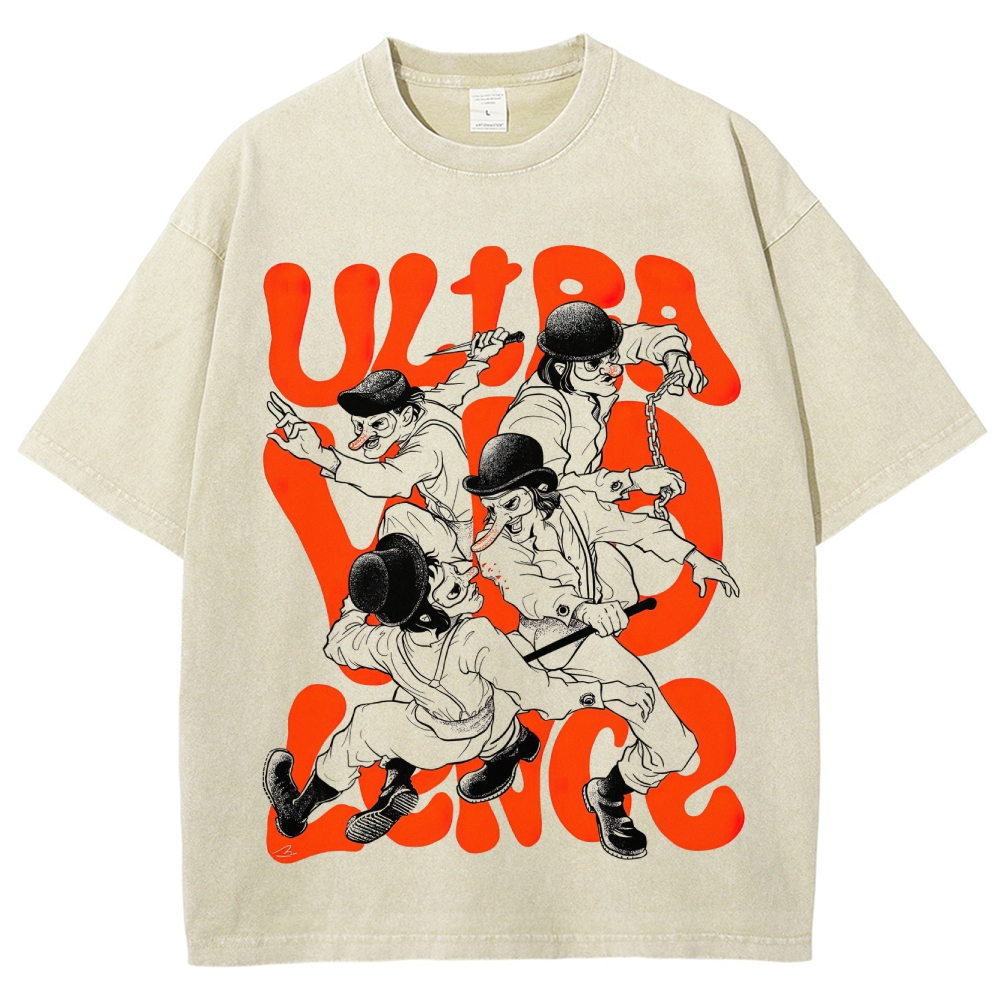 Retro Cult Action "Ultra Violence" Graphic Washed T-Shirt