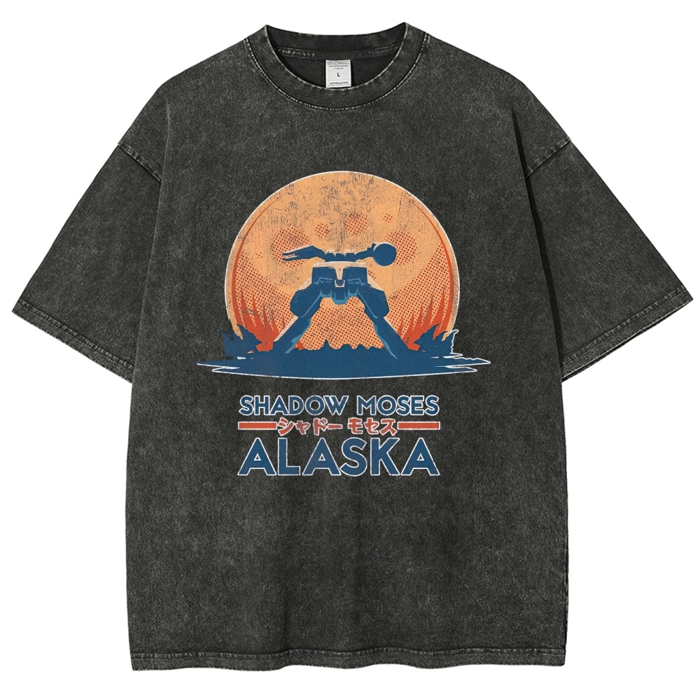 Shadow Moses Alaska Mech Retro Graphic Washed T-Shirt