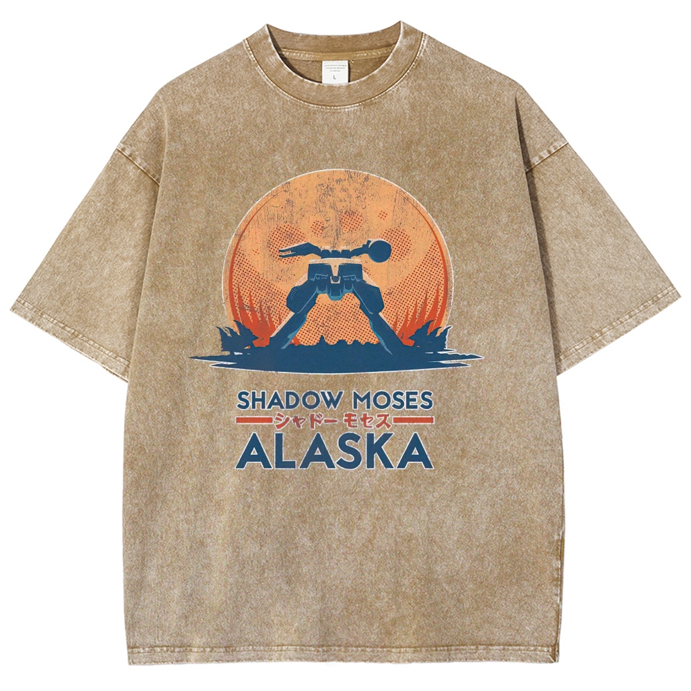 Shadow Moses Alaska Mech Retro Graphic Washed T-Shirt