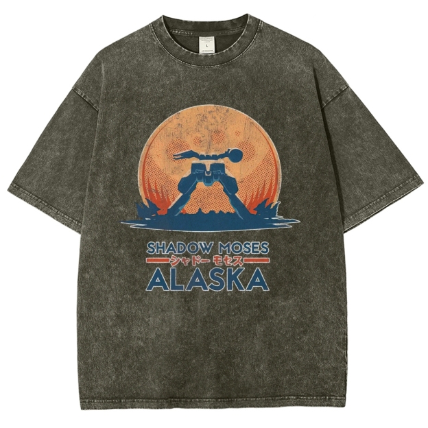Shadow Moses Alaska Mech Retro Graphic Washed T-Shirt