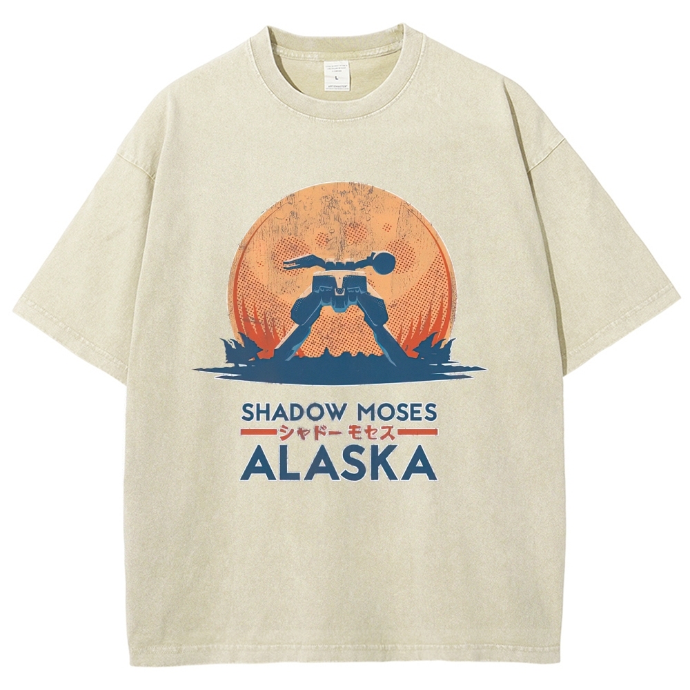 Shadow Moses Alaska Mech Retro Graphic Washed T-Shirt