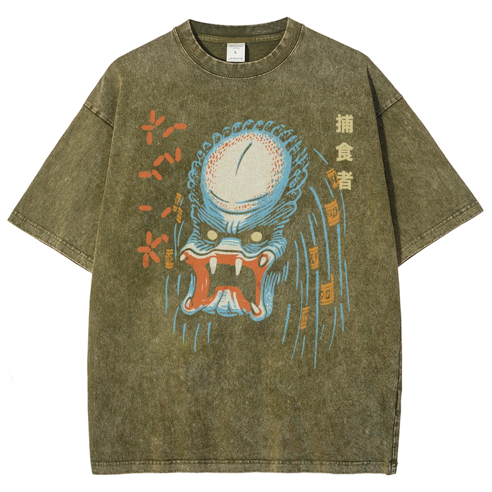Japanese Anime Style Washed T-Shirt 
