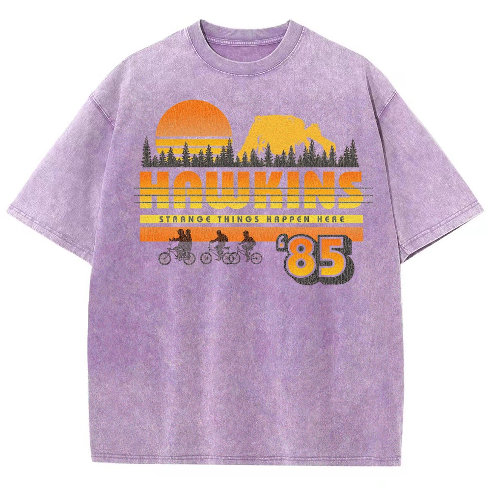 Hawkins '85 Retro Small-Town Mystery Graphic Washed T-Shirt