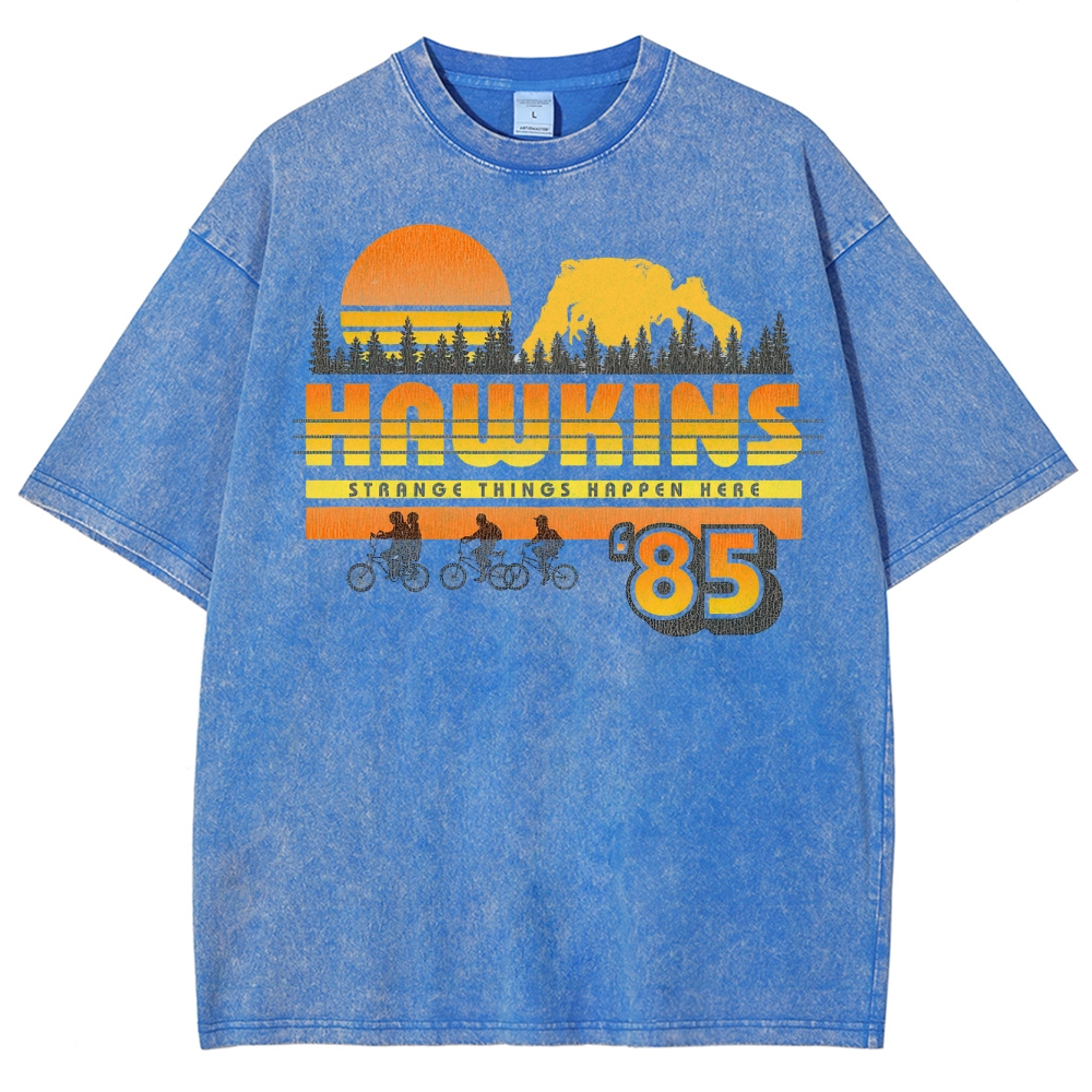 Hawkins '85 Retro Small-Town Mystery Graphic Washed T-Shirt