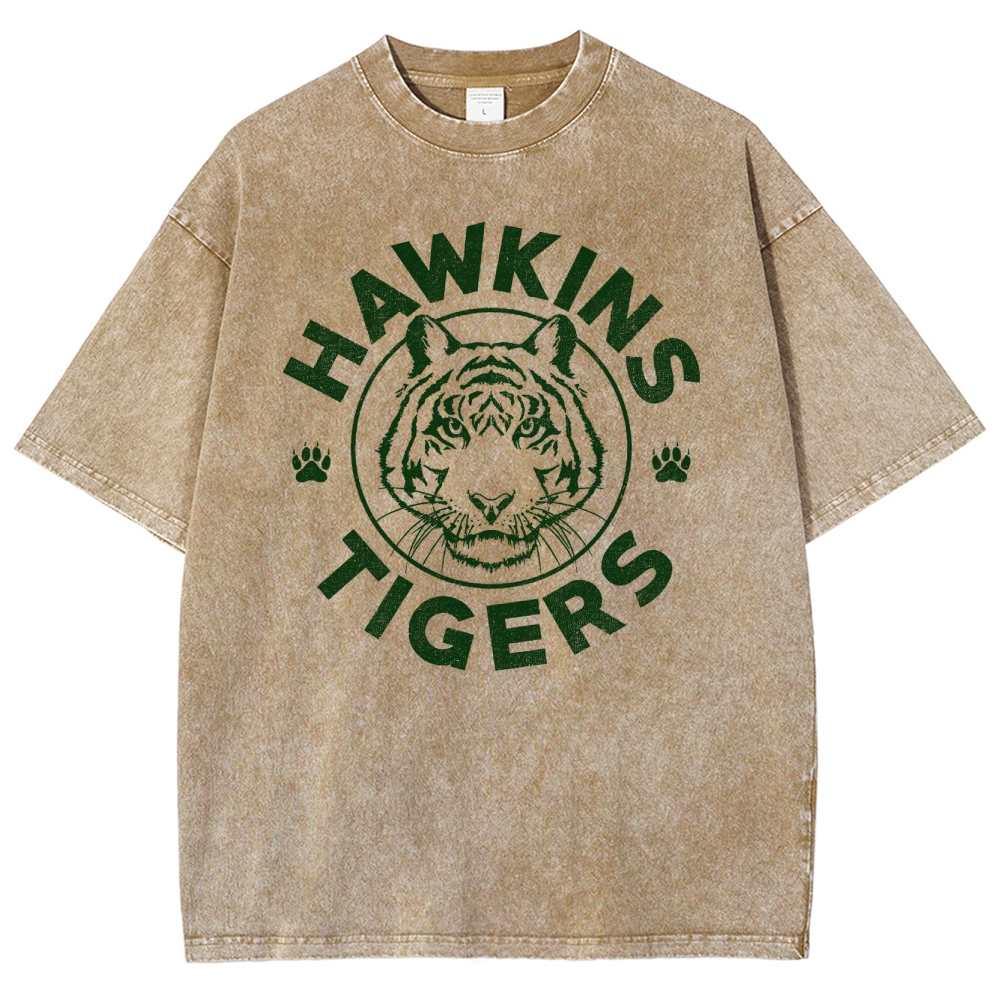 Hawkins Tigers School Mascot Graphic Washed T-Shirt