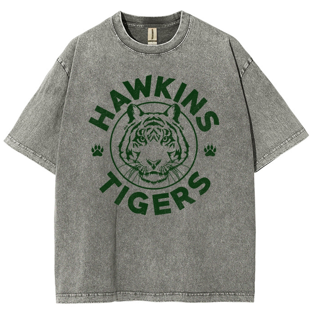Hawkins Tigers School Mascot Graphic Washed T-Shirt