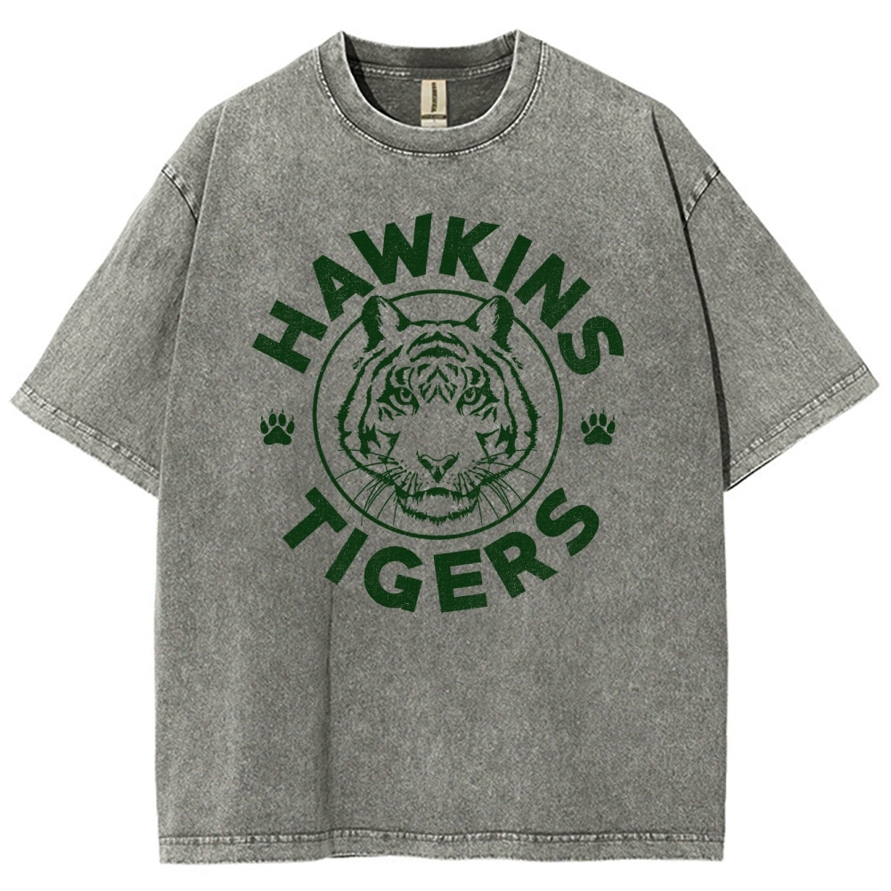 Hawkins Tigers School Mascot Graphic Washed T-Shirt