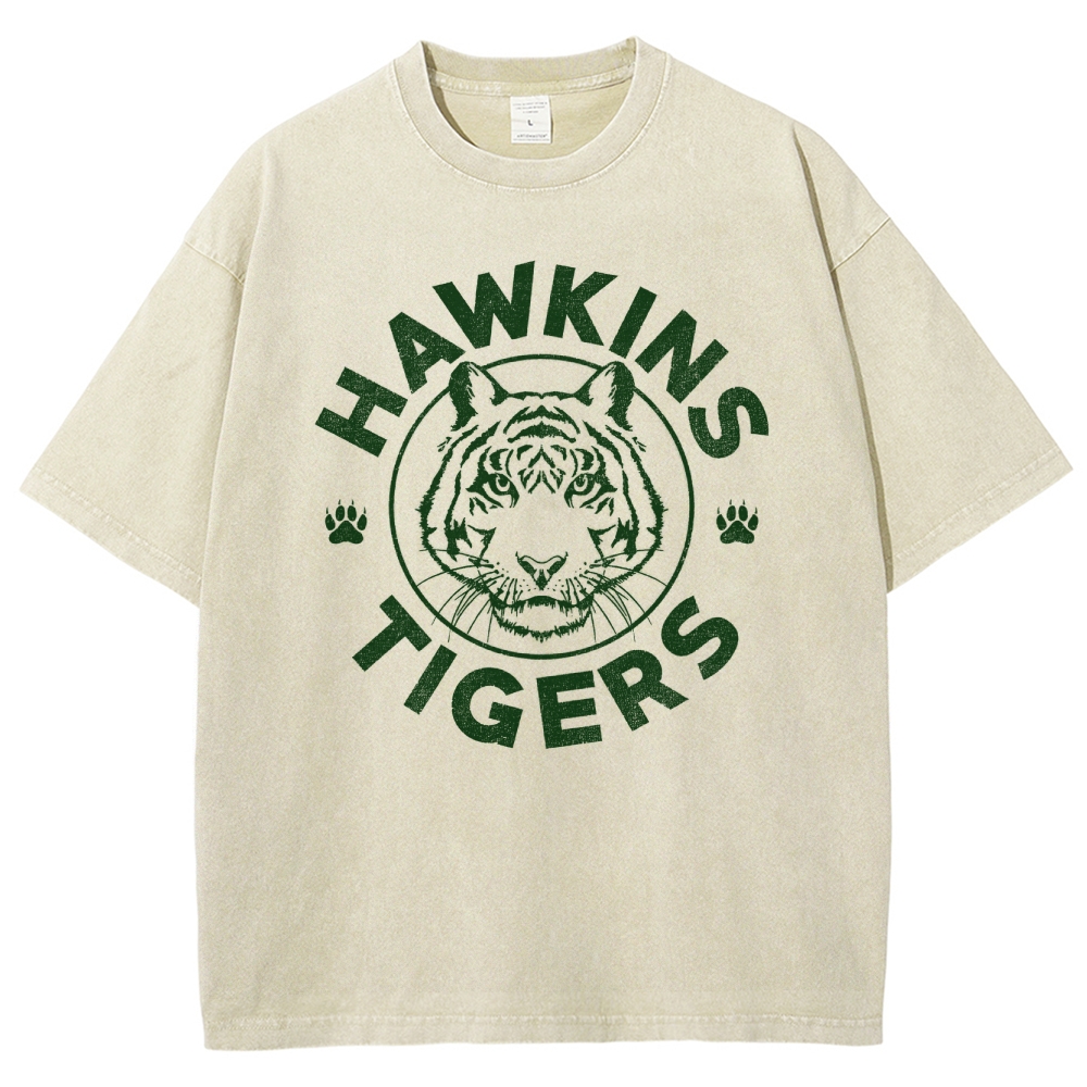 Hawkins Tigers School Mascot Graphic Washed T-Shirt