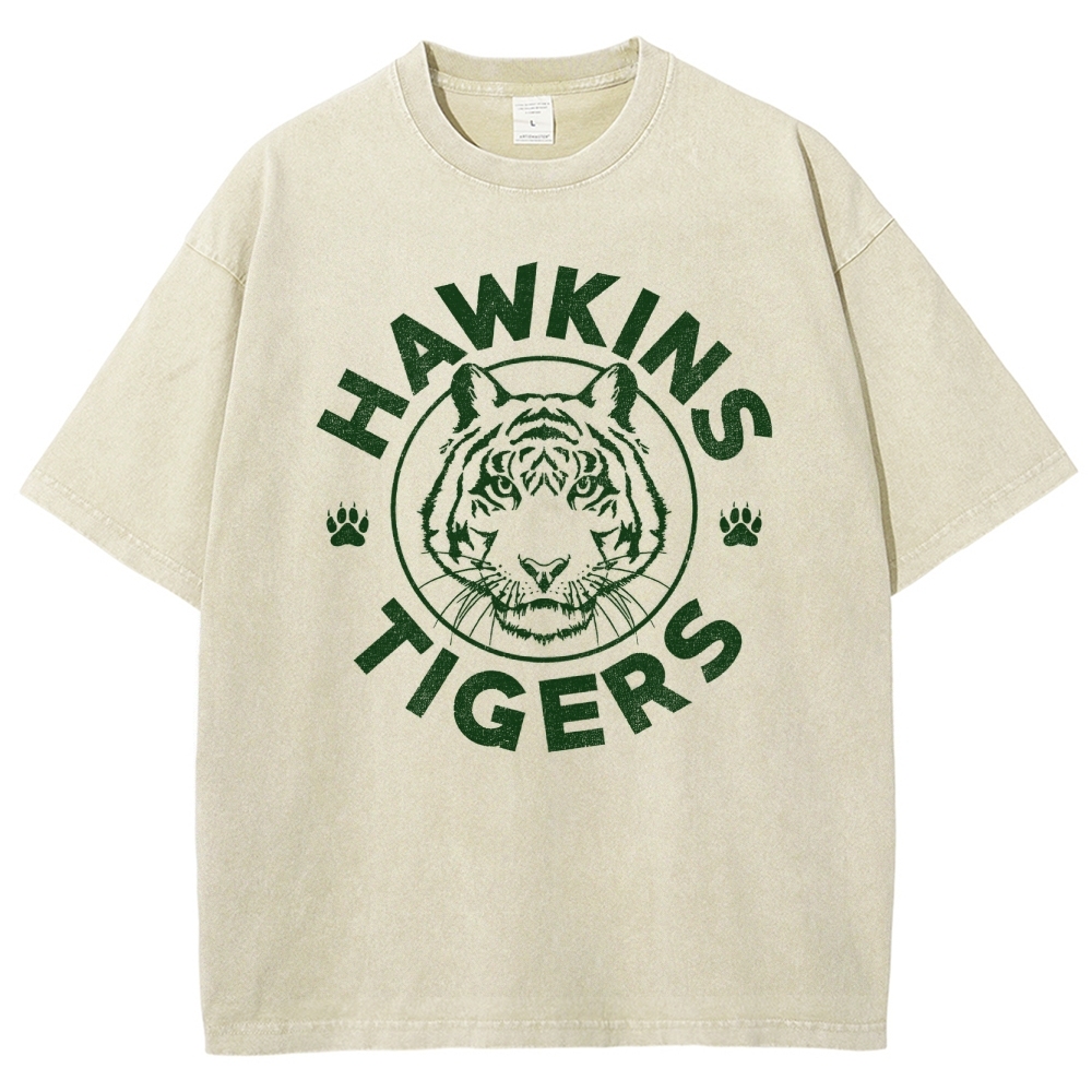 Hawkins Tigers School Mascot Graphic Washed T-Shirt