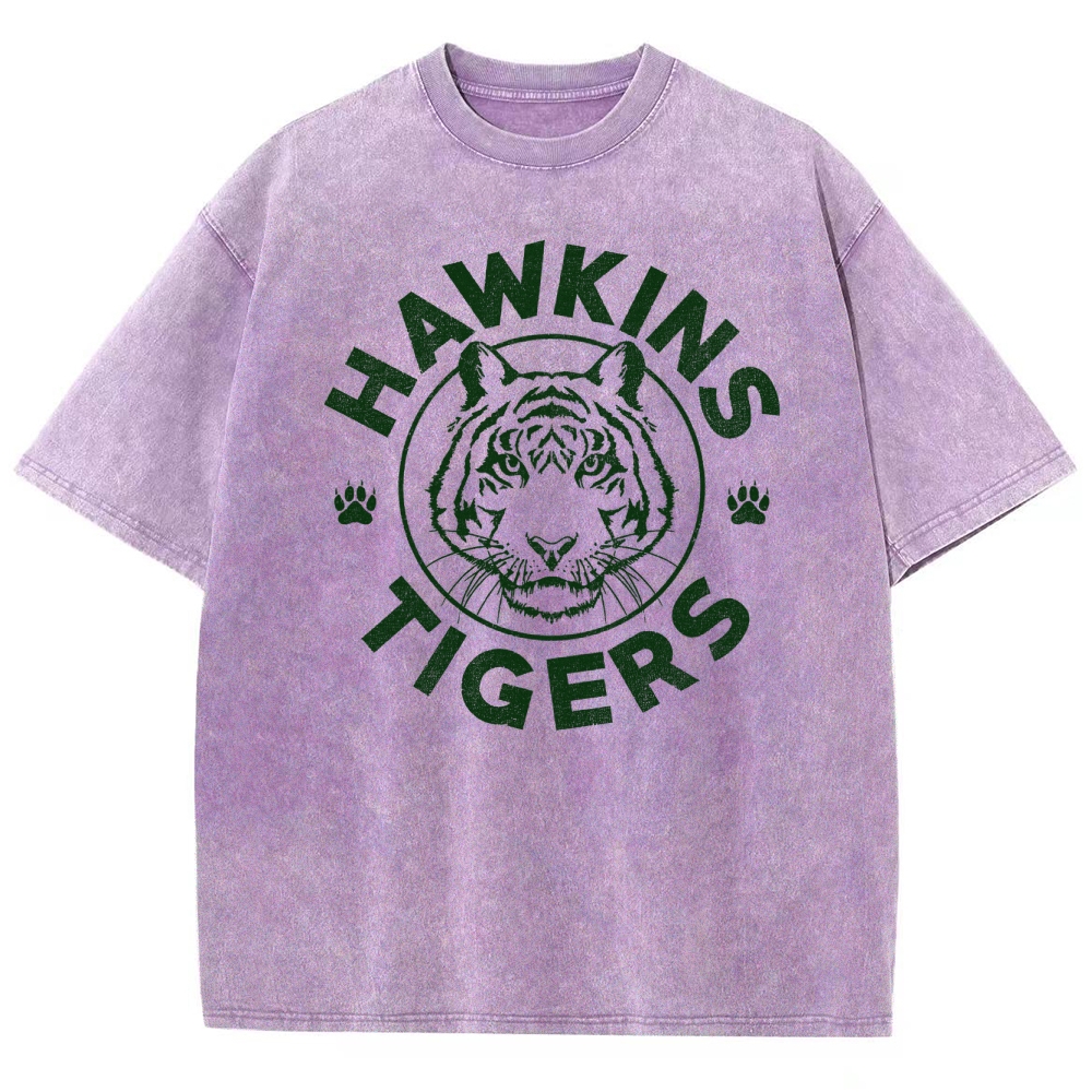 Hawkins Tigers School Mascot Graphic Washed T-Shirt
