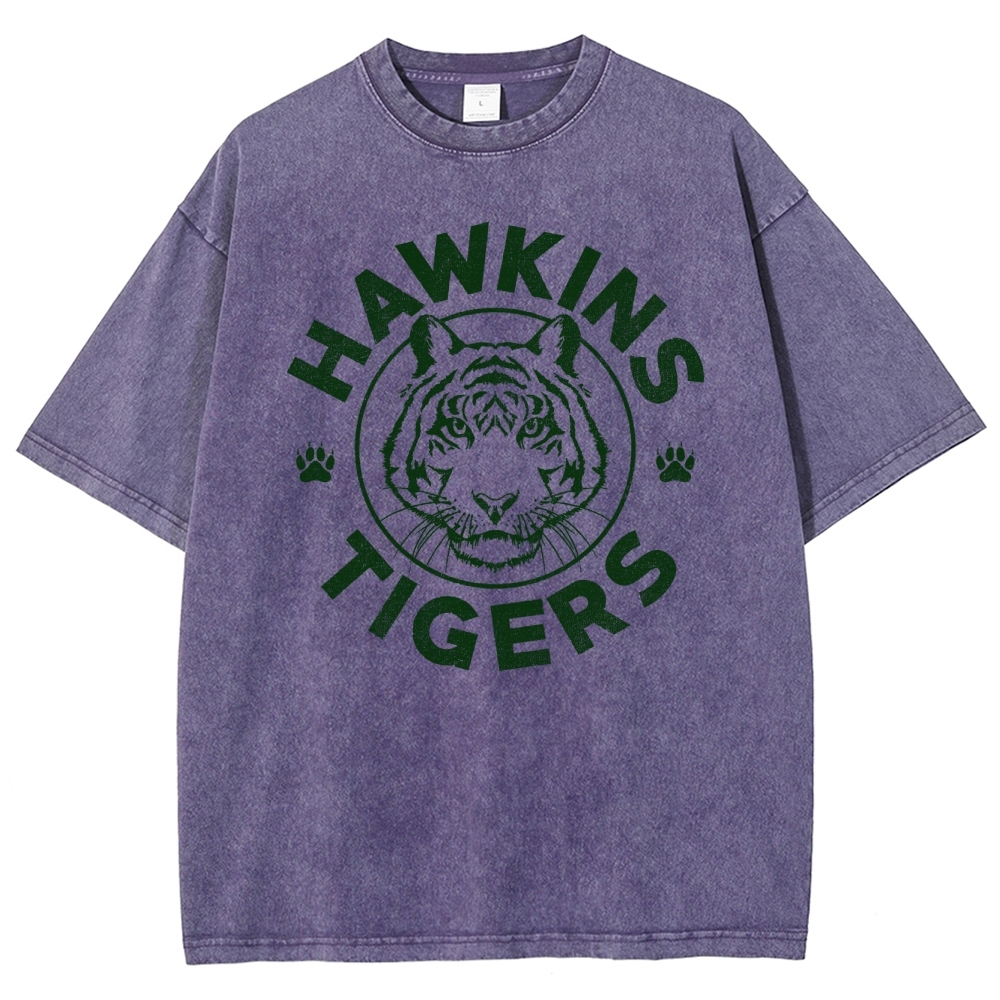 Hawkins Tigers School Mascot Graphic Washed T-Shirt