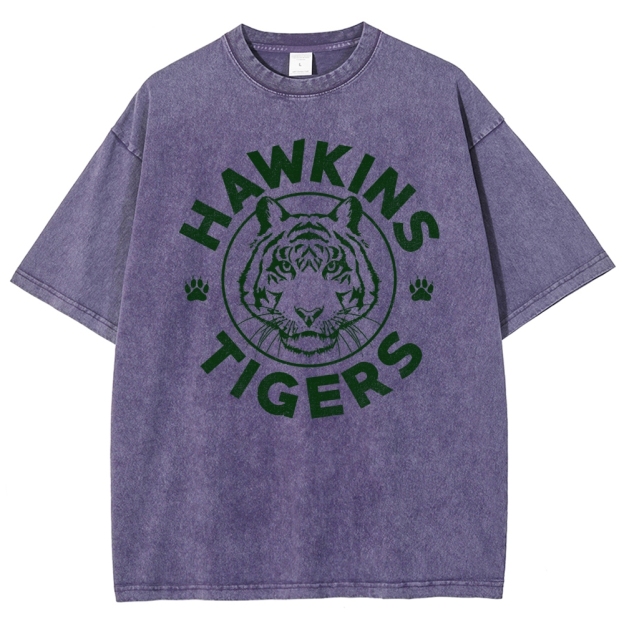Hawkins Tigers School Mascot Graphic Washed T-Shirt