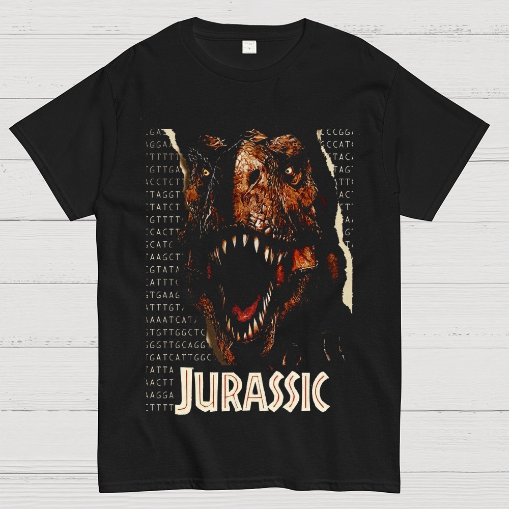 Jurassic Genetic Dinosaur Graphic Cotton T-shirt 