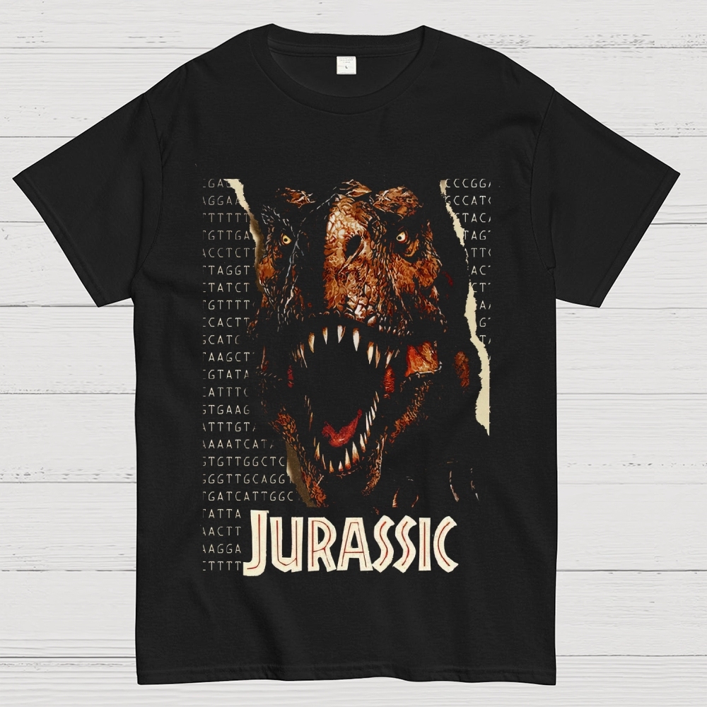 Jurassic Genetic Dinosaur Graphic Cotton T-shirt