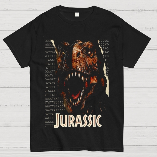 Jurassic Genetic Dinosaur Graphic Cotton T-shirt 