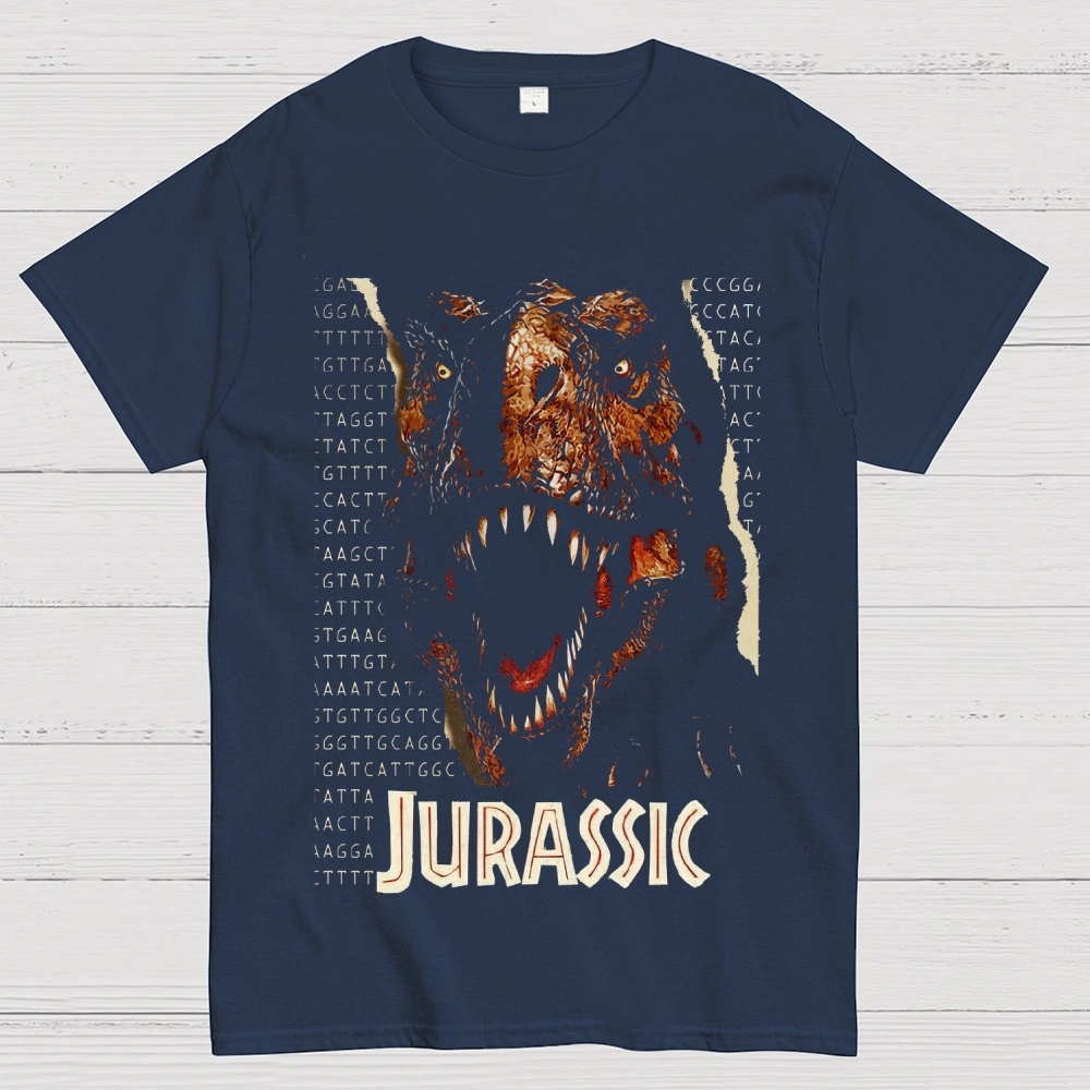 Jurassic Genetic Dinosaur Graphic Cotton T-shirt 