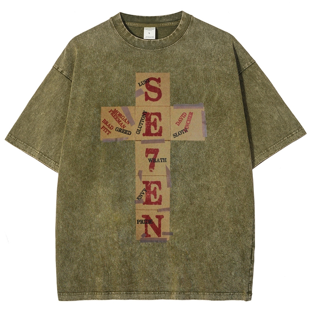 Dark Morality Patch Cross Washed T-Shirt 