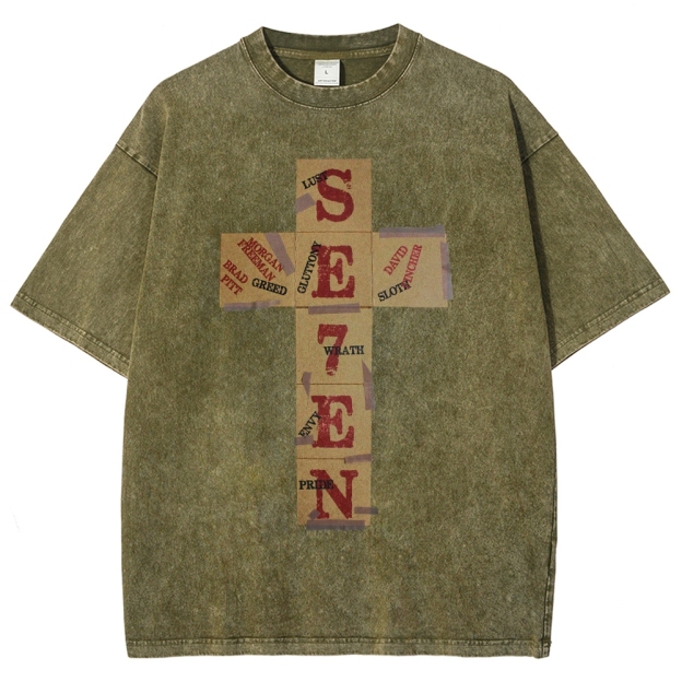 Dark Morality Patch Cross Washed T-Shirt 