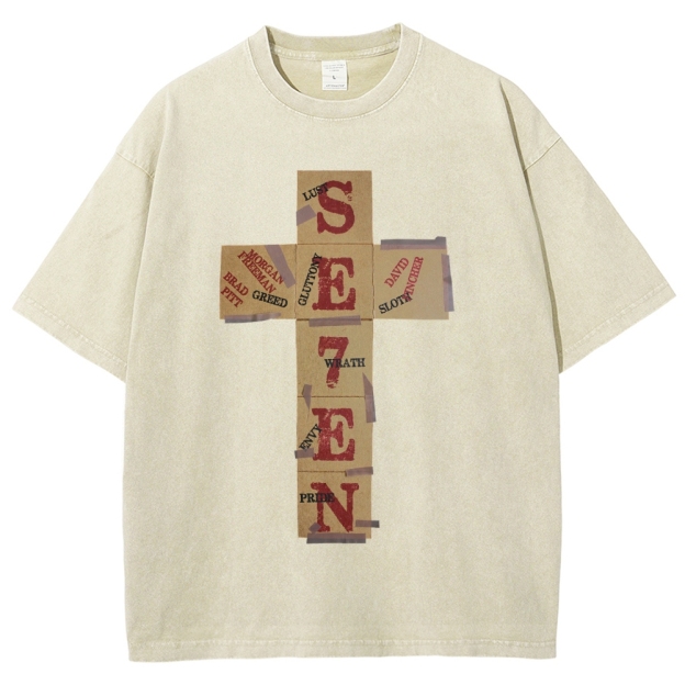Dark Morality Patch Cross Washed T-Shirt 