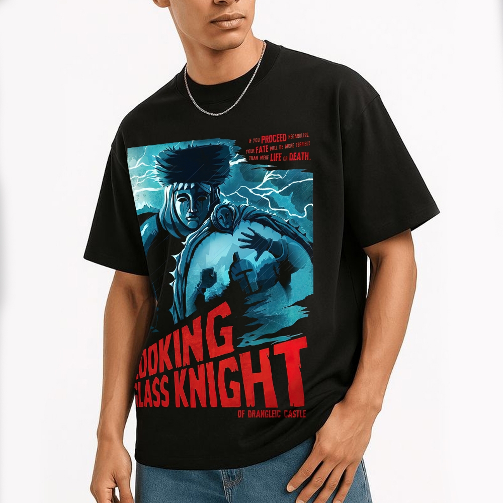 "The Looking Glass Knight" Dark Fantasy Warrior Graphic Cotton T-shirt 