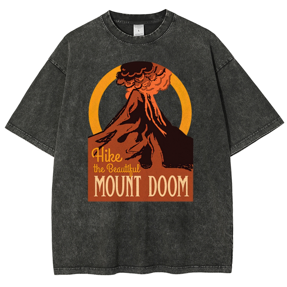 Hike the Beautiful Mount Doom" Volcano Graphic Washed T-Shirt