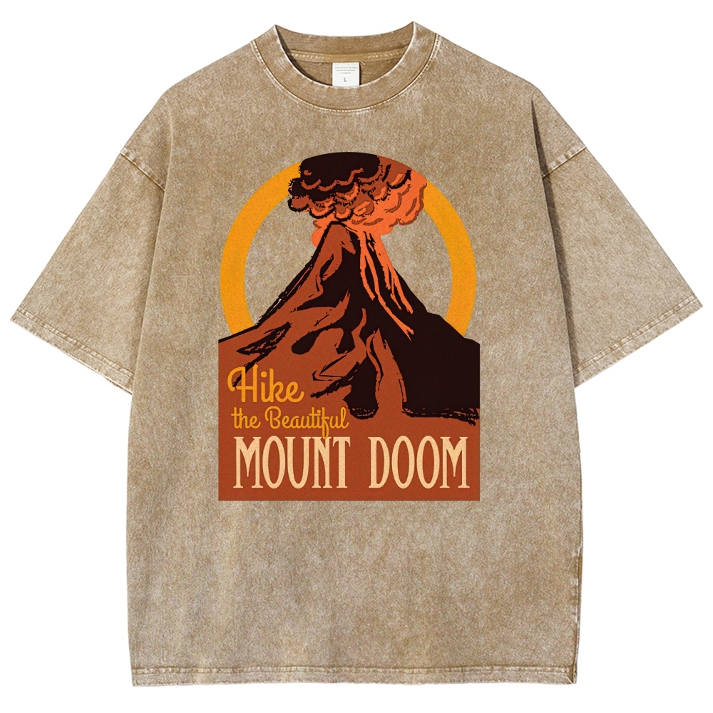 Hike the Beautiful Mount Doom" Volcano Graphic Washed T-Shirt