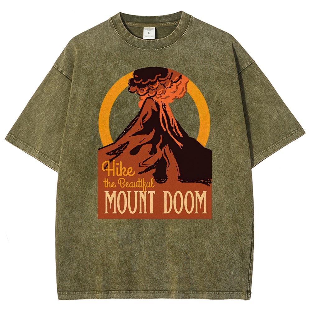 Hike the Beautiful Mount Doom" Volcano Graphic Washed T-Shirt