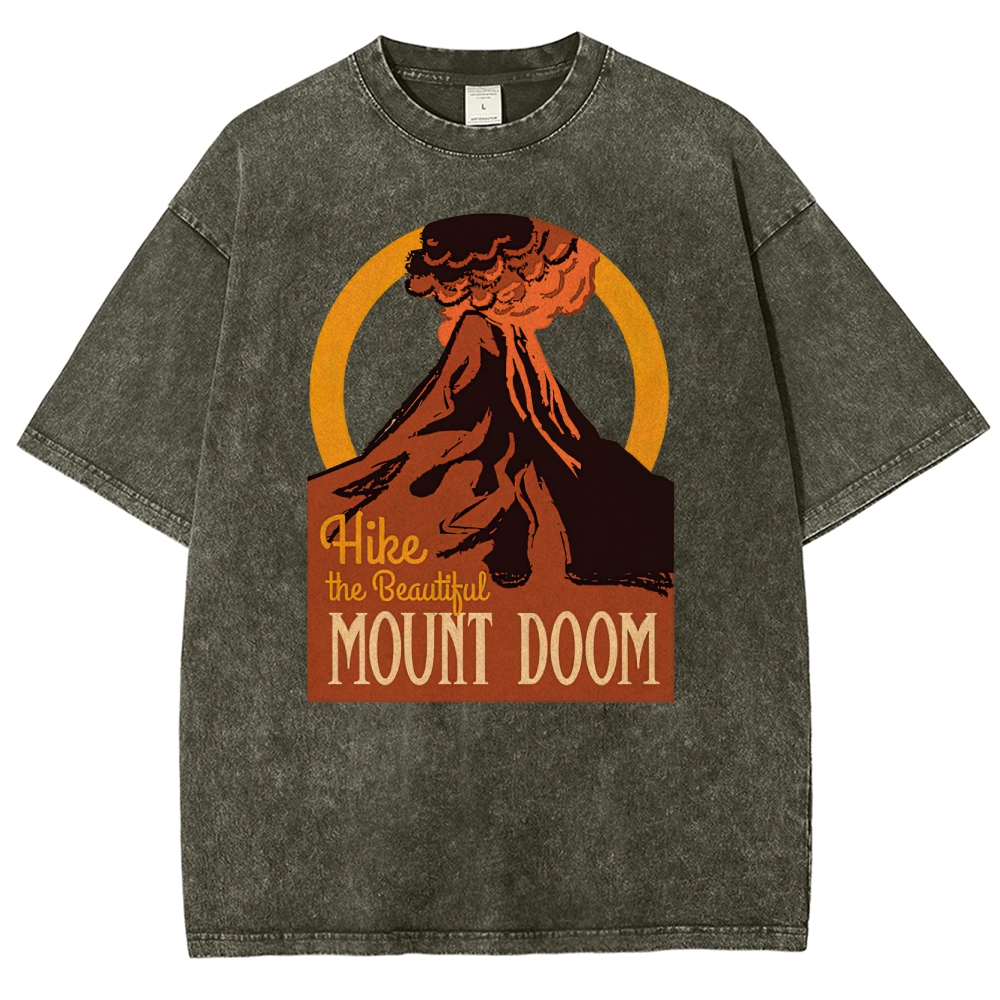 Hike the Beautiful Mount Doom" Volcano Graphic Washed T-Shirt